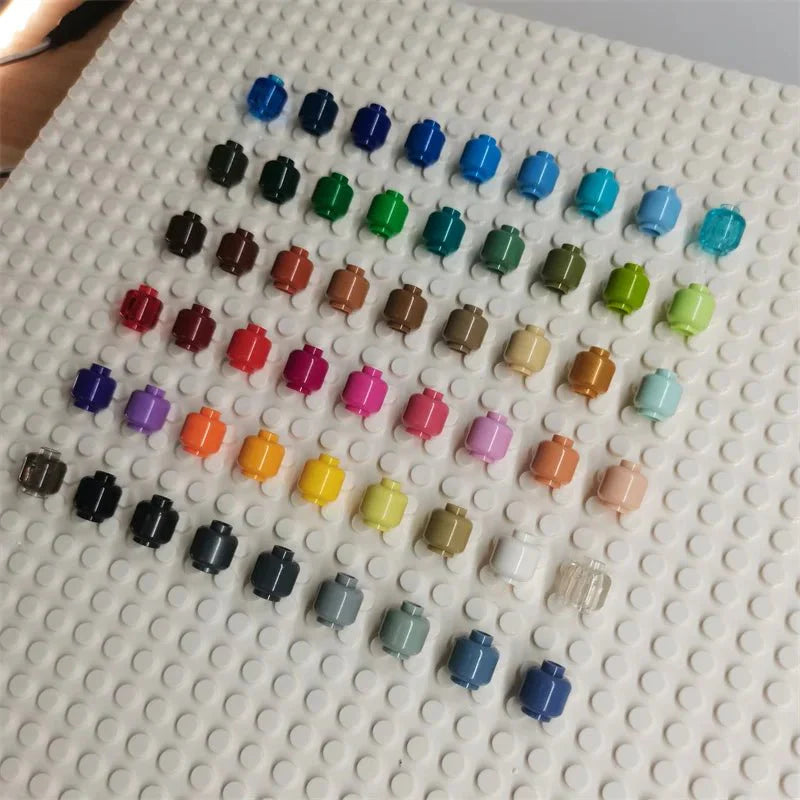 100pcs DIY MOC Building Block Heads | Plain Minifigure Parts for Customization