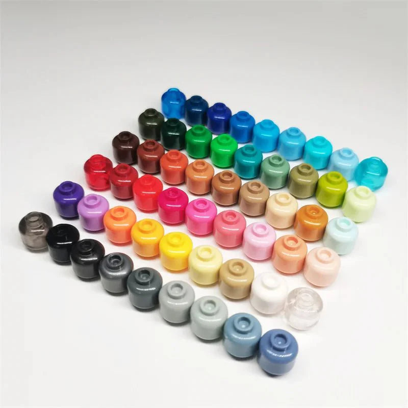 100pcs DIY MOC Building Block Heads | Plain Minifigure Parts for Customization