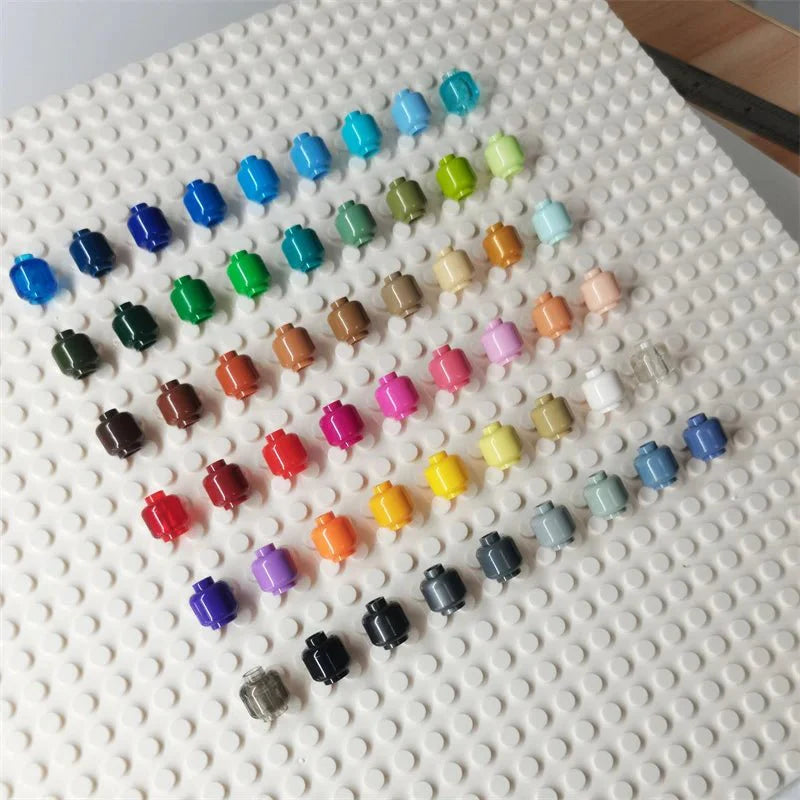 100pcs DIY MOC Building Block Heads | Plain Minifigure Parts for Customization