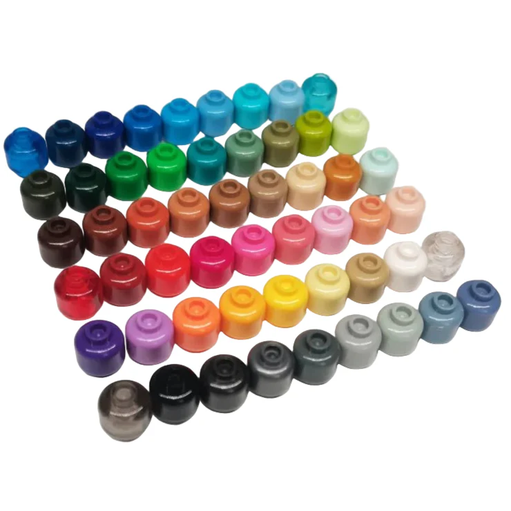 100pcs DIY MOC Building Block Heads | Plain Minifigure Parts for Customization