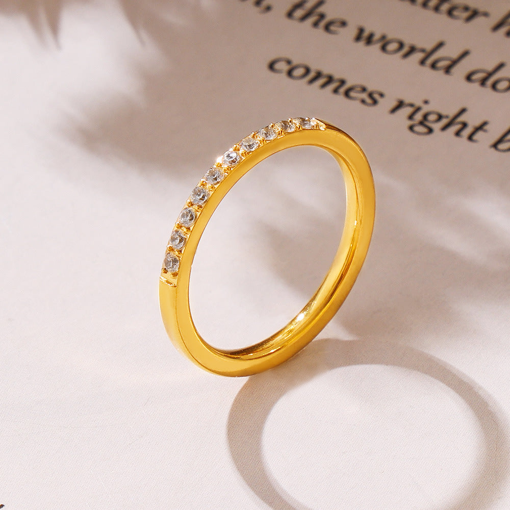 European And American-style Zircon Petite Ring Stackable