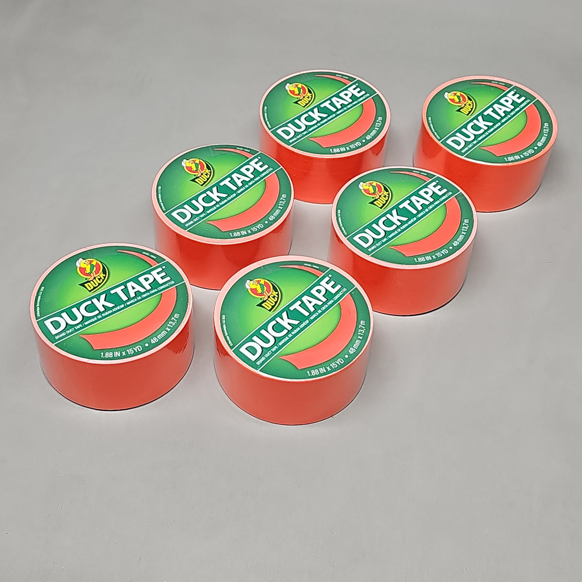 SHURTAPE Duck Tape 6 Rolls of Orange 1.88"x15 YD 283875 (New)