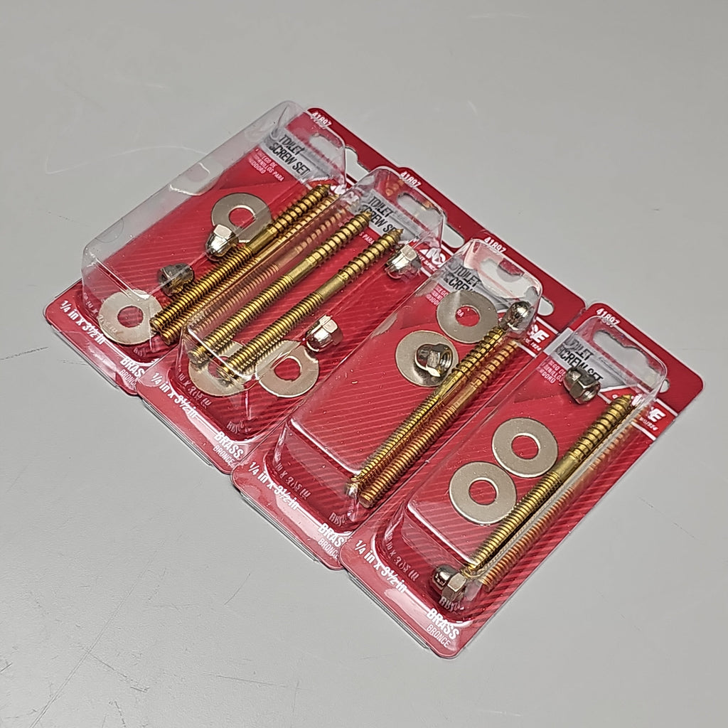 ACE HARDWARE Toilet Screw Set 4-Pk 1/4" x 3.5" Brass ACE835-161 41897 (New)