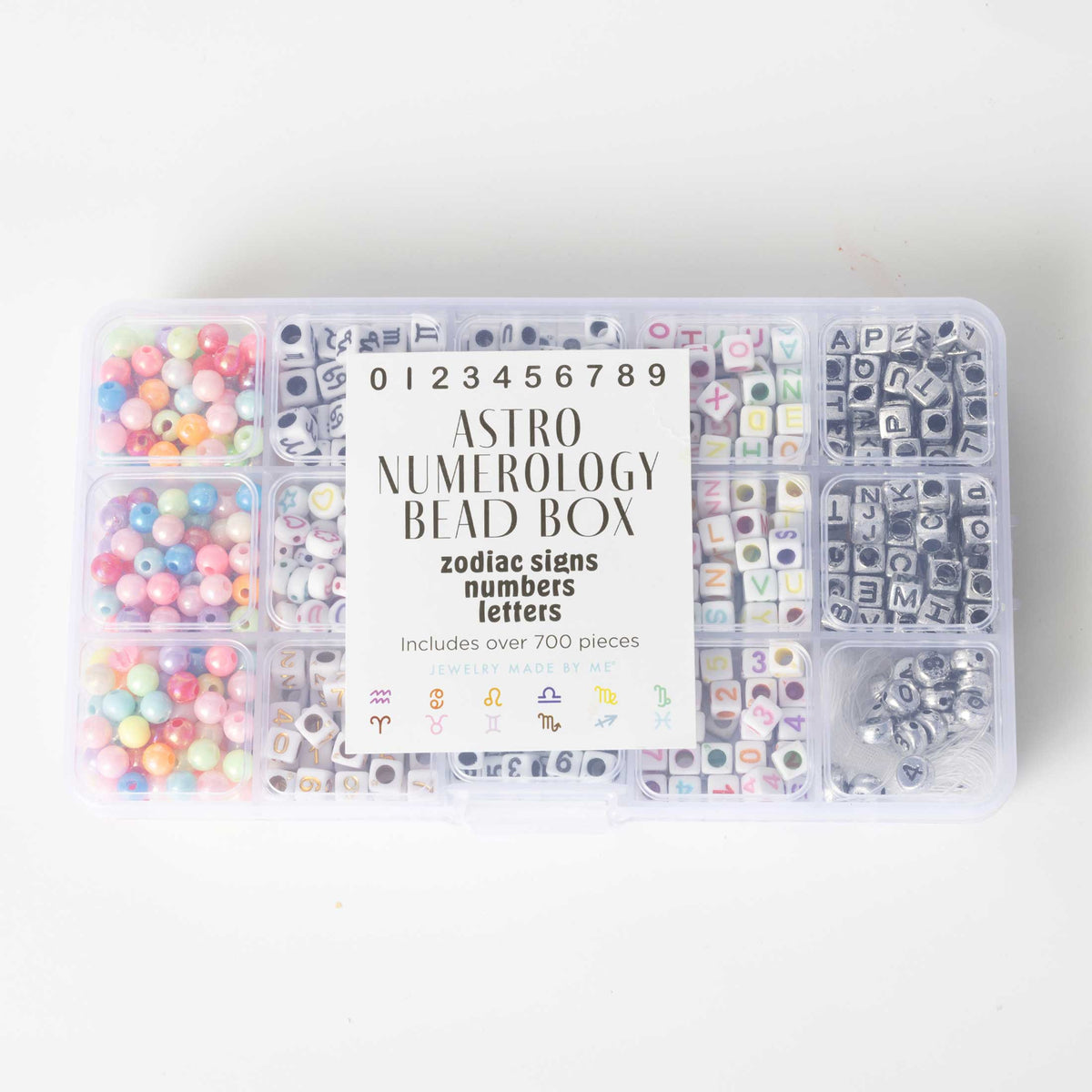 Astrology Symbols Numbers and Letters Metallic and Multicolor DIY Zodiac Bead Box Kit