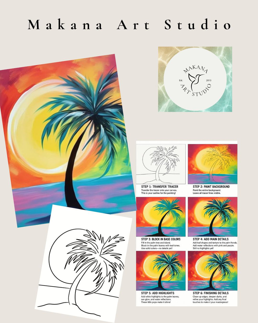 "Island Getaway" Paint & Sip Art Kit from Makana Art Studio