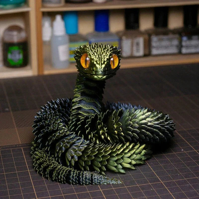 3D Printed Rotatable Snake Model | Articulated Animal Simulation Ornament