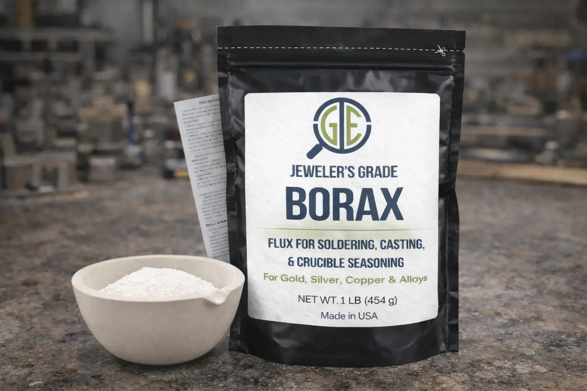 Jeweler’s Grade Borax Flux 16oz + Ceramic Crucible Gold Silver Glaze Casting Kit