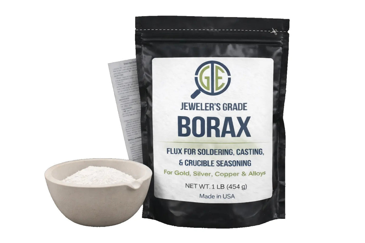 Jeweler’s Grade Borax Flux 16oz + Ceramic Crucible Gold Silver Glaze Casting Kit