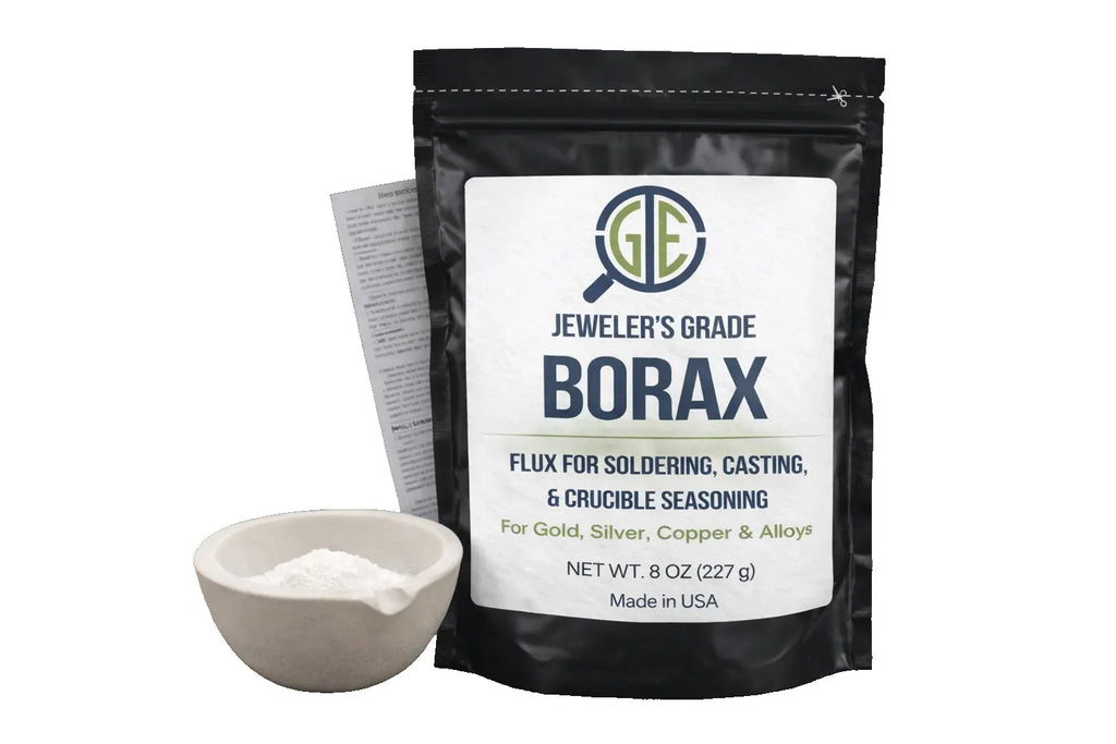 Jeweler’s Grade Borax Flux 8 oz + Ceramic Crucible Gold Silver Glaze Casting Kit