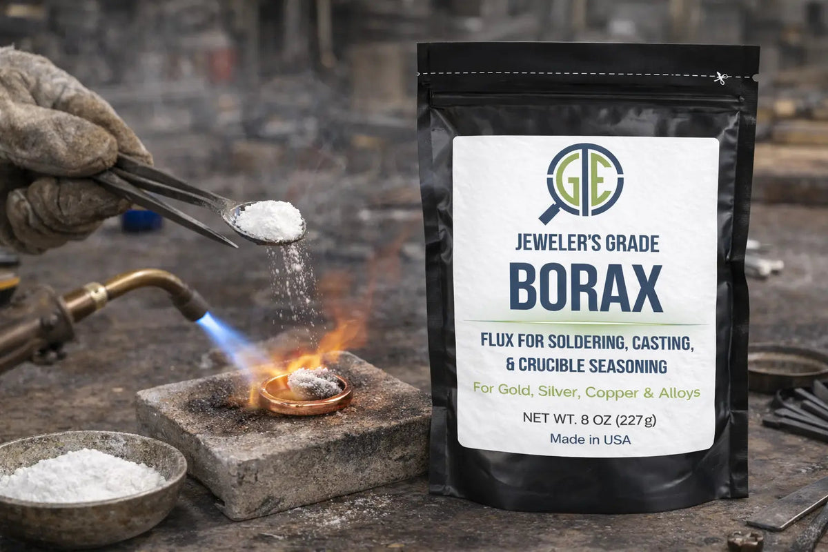 Jeweler’s Grade Borax Flux 16oz + Ceramic Crucible Gold Silver Glaze Casting Kit