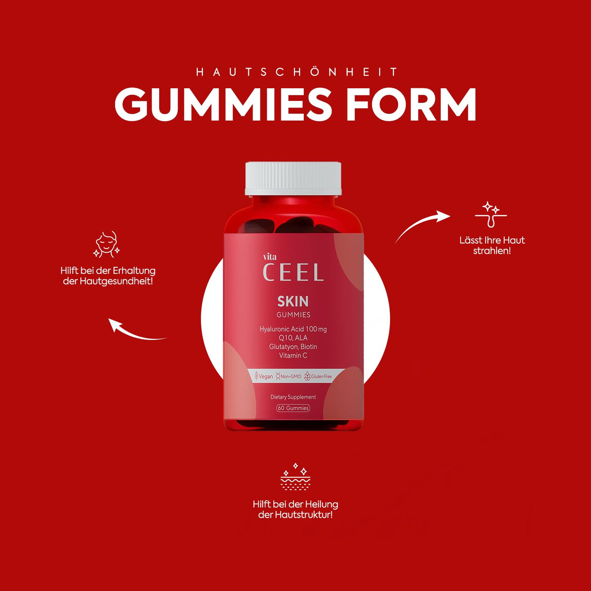 Vita CEEL Skin 60 Gummies - Skin Health Support | Strawberrry Flavor