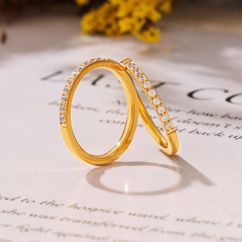 European And American-style Zircon Petite Ring Stackable