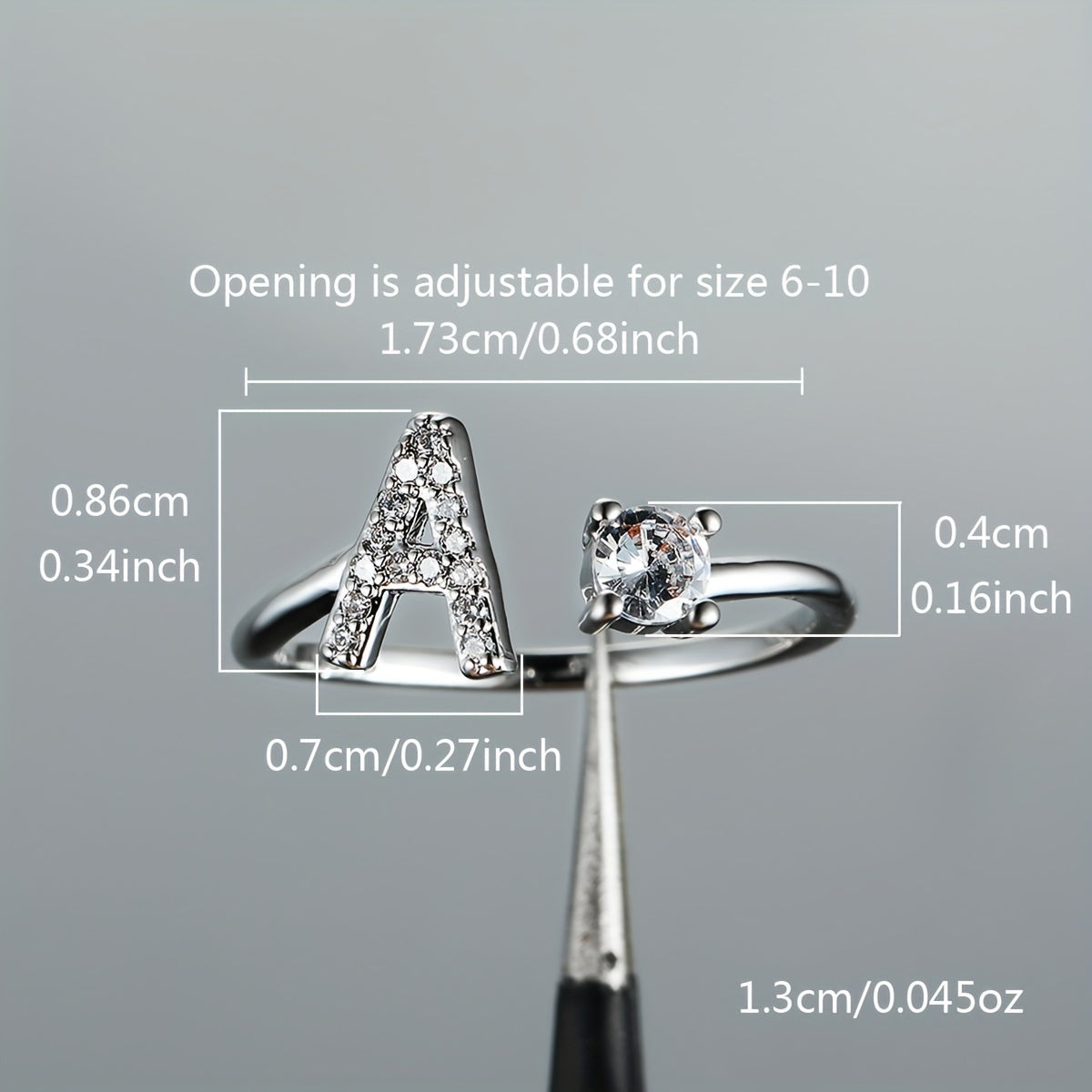 Popular Fashion Silvery AZ Letter Ring Initials Wedding Love Couple Rings Bridesmaid Gift