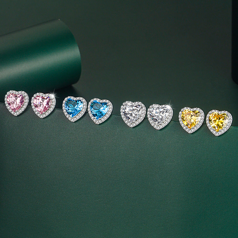 White Copper Heart-shaped Earrings Ornaments