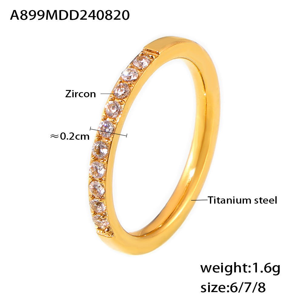 European And American-style Zircon Petite Ring Stackable