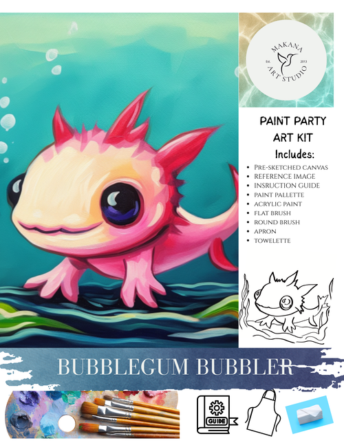 "Bubblegum Bubbler" Paint & Sip Art Kit from Makana Art Studio