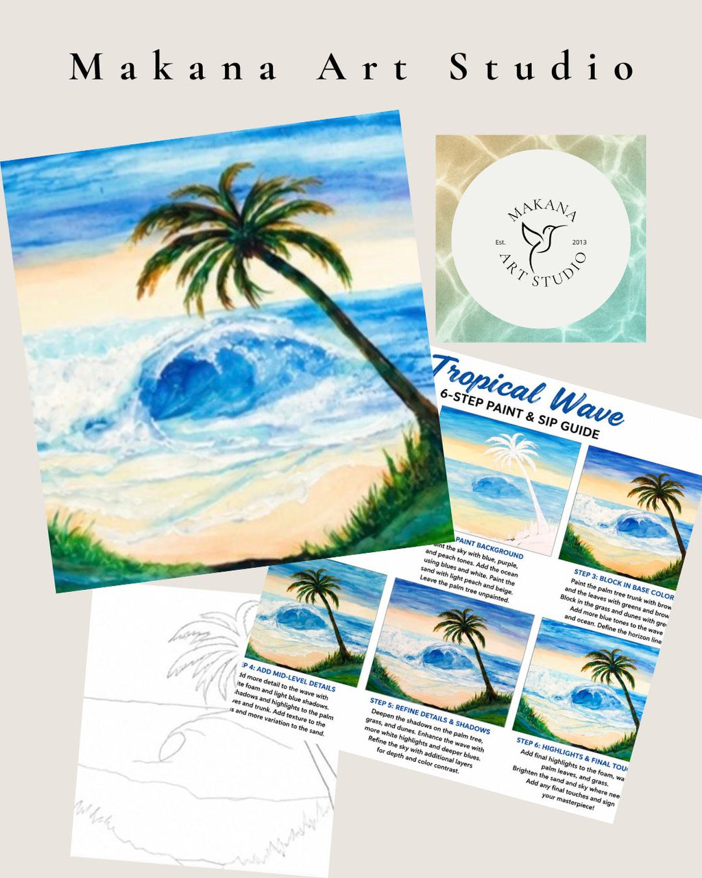 "Tropical Wave" Paint & Sip Art Kit from Makana Art Studio