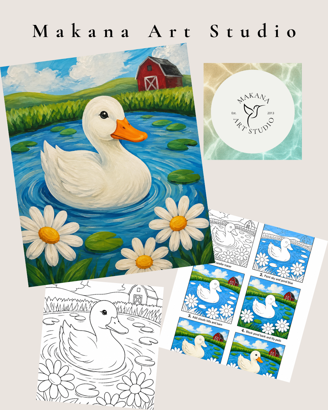 "Daisy Pond Duck" Paint & Sip Art Kit from Makana Art Studio