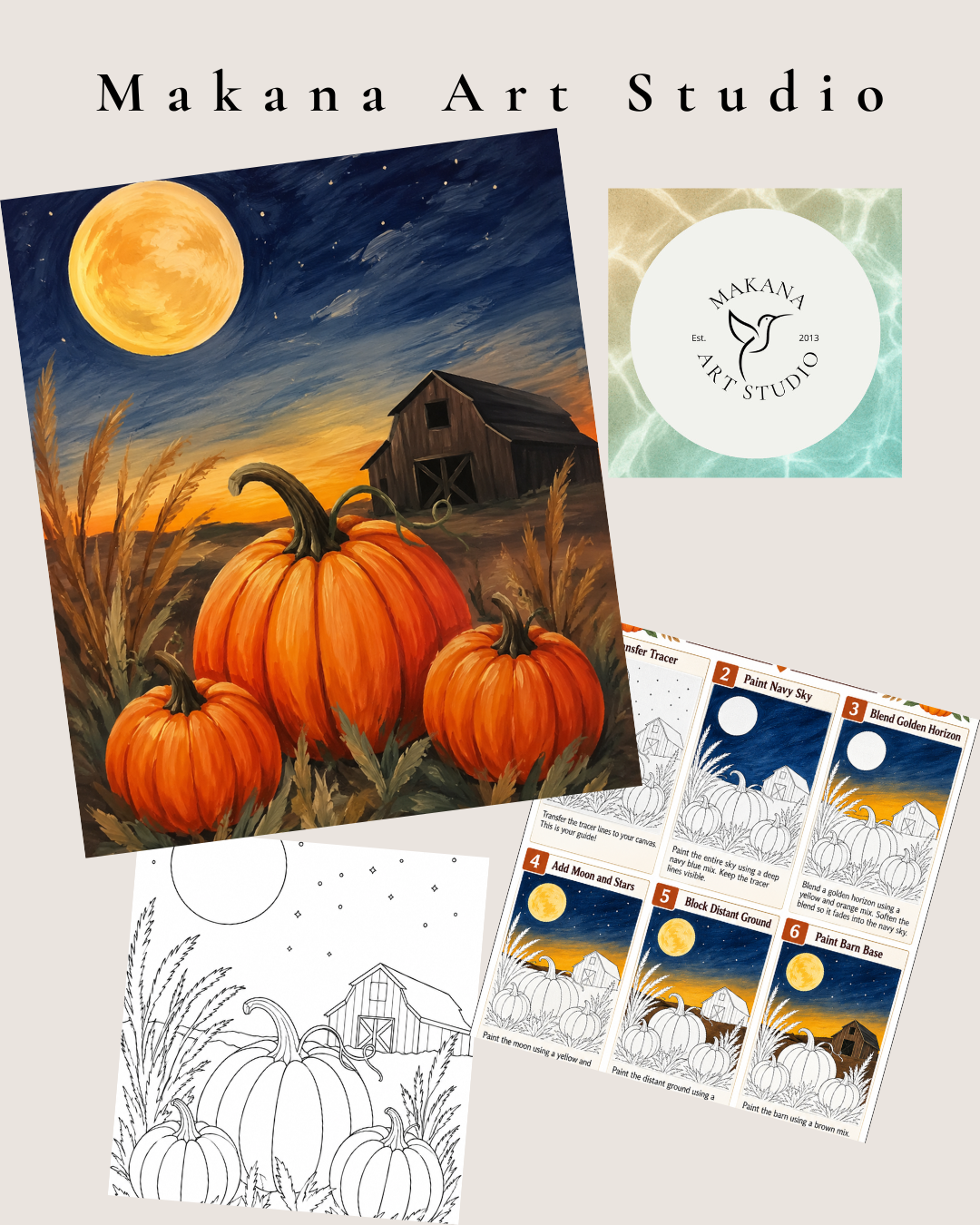 "Pumpkin Harvest" Paint & Sip Art Kit from Makana Art Studio