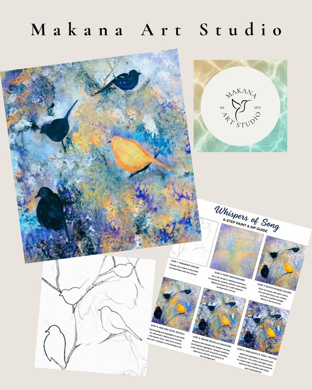 "Whispers of Song" Paint & Sip Art Kit from Makana Art Studio
