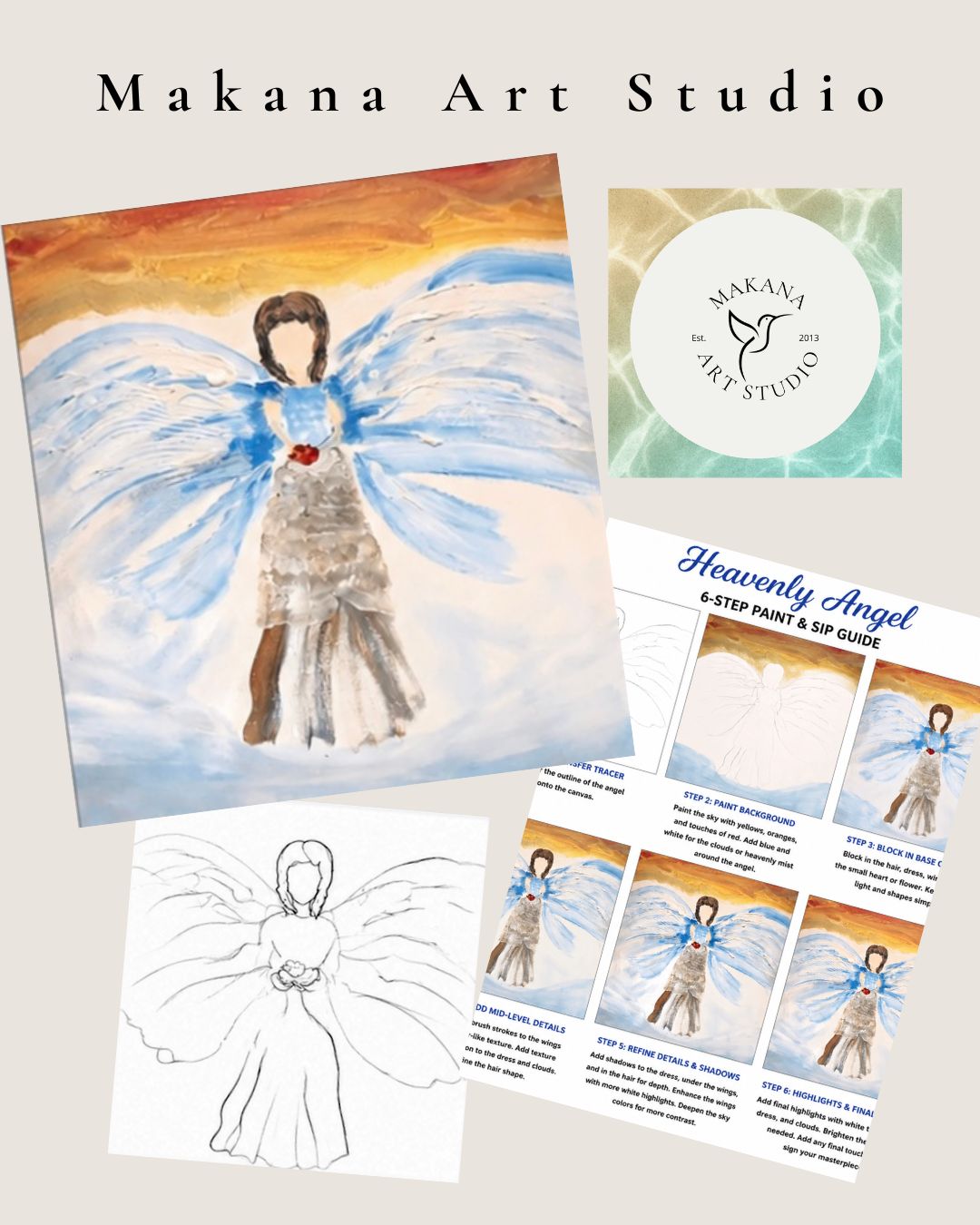 "Heavenly Angel" Paint & Sip Art Kit from Makana Art Studio