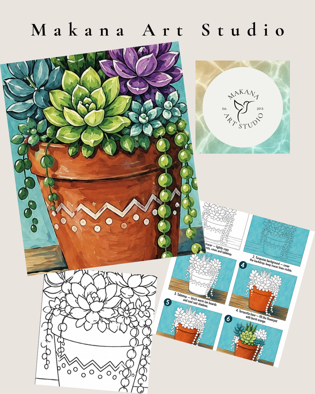 "Succulent Garden" Paint & Sip Art Kit from Makana Art Studio