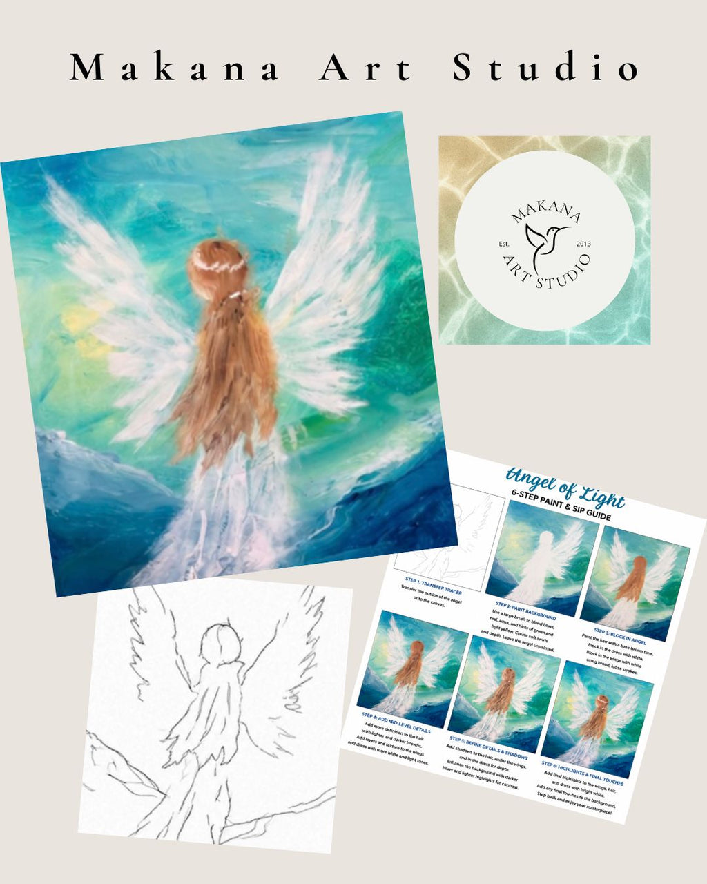 "Angel of Light" Paint & Sip Art Kit from Makana Art Studio