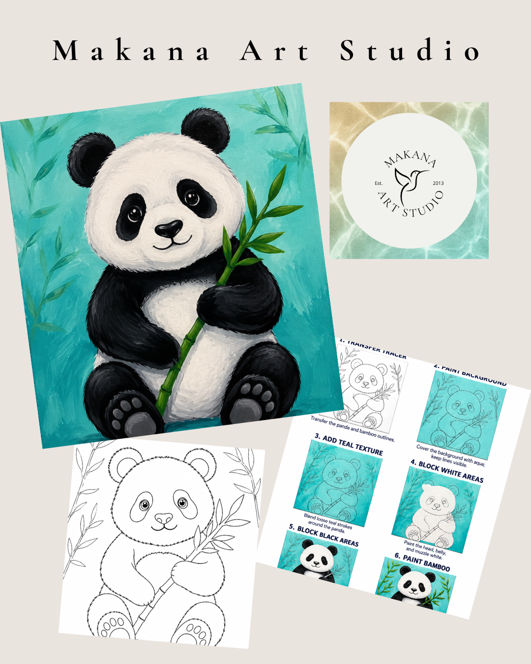 "Panda Bear" Paint & Sip Art Kit from Makana Art Studio
