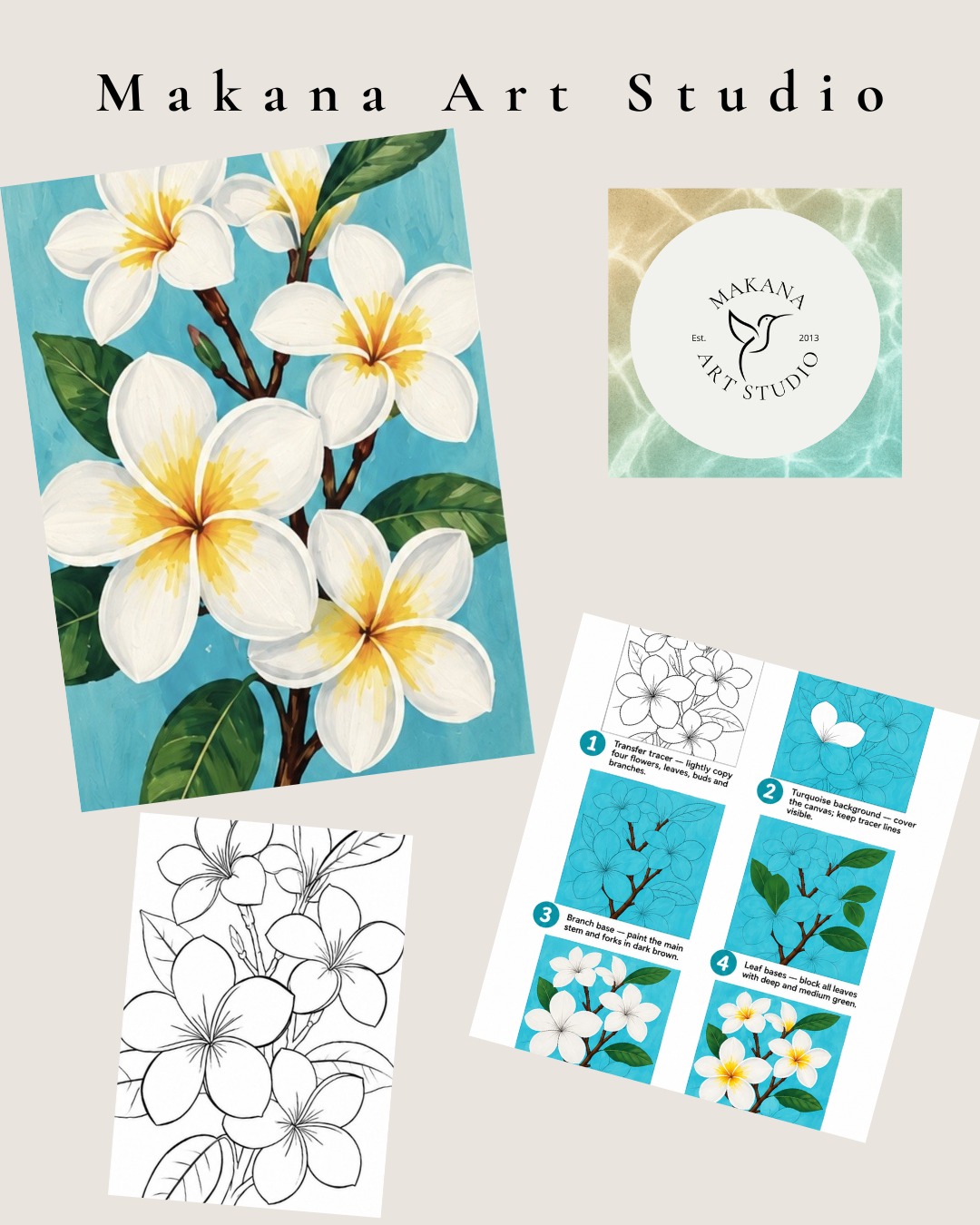 "Plumeria" Paint & Sip Art Kit from Makana Art Studio