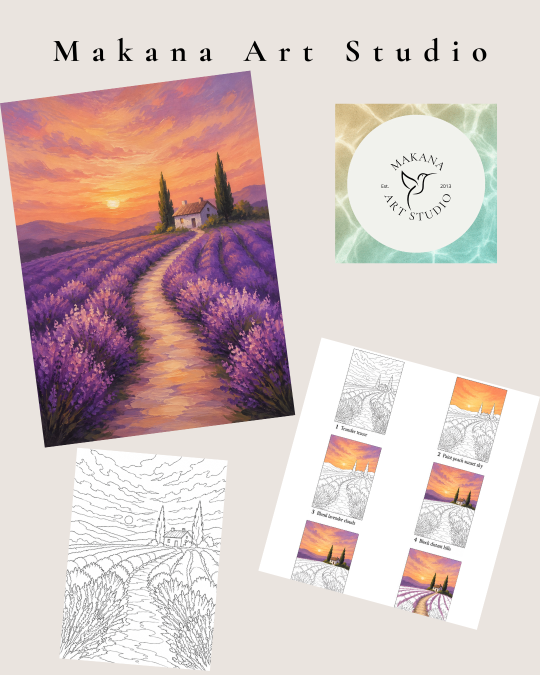 "Lavender Field" Paint & Sip Art Kit from Makana Art Studio