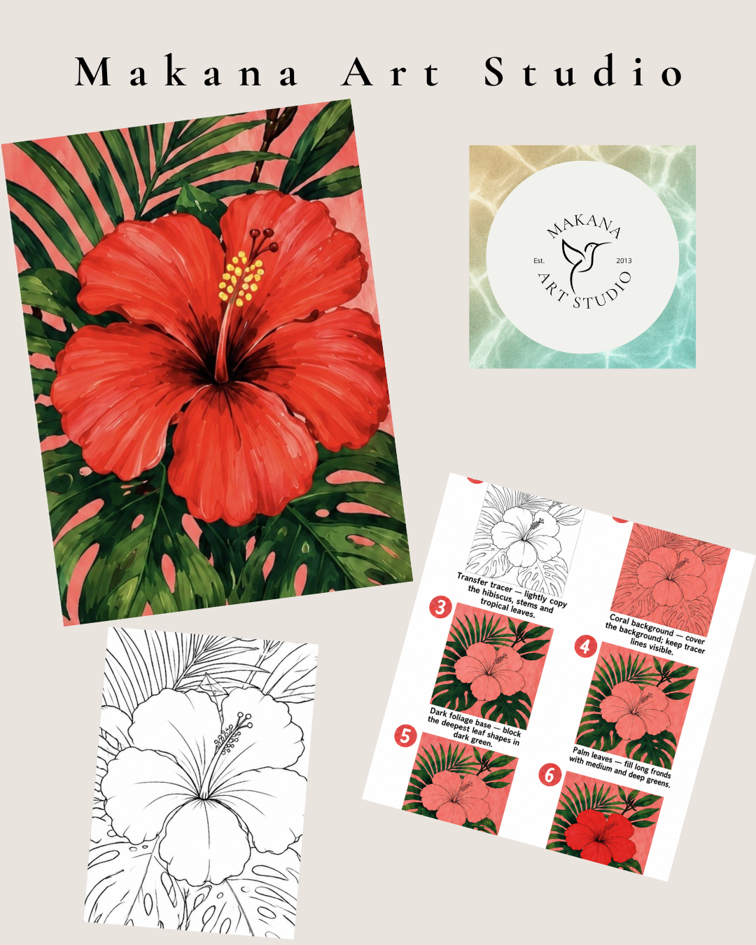 "Hibiscus" Paint & Sip Art Kit from Makana Art Studio