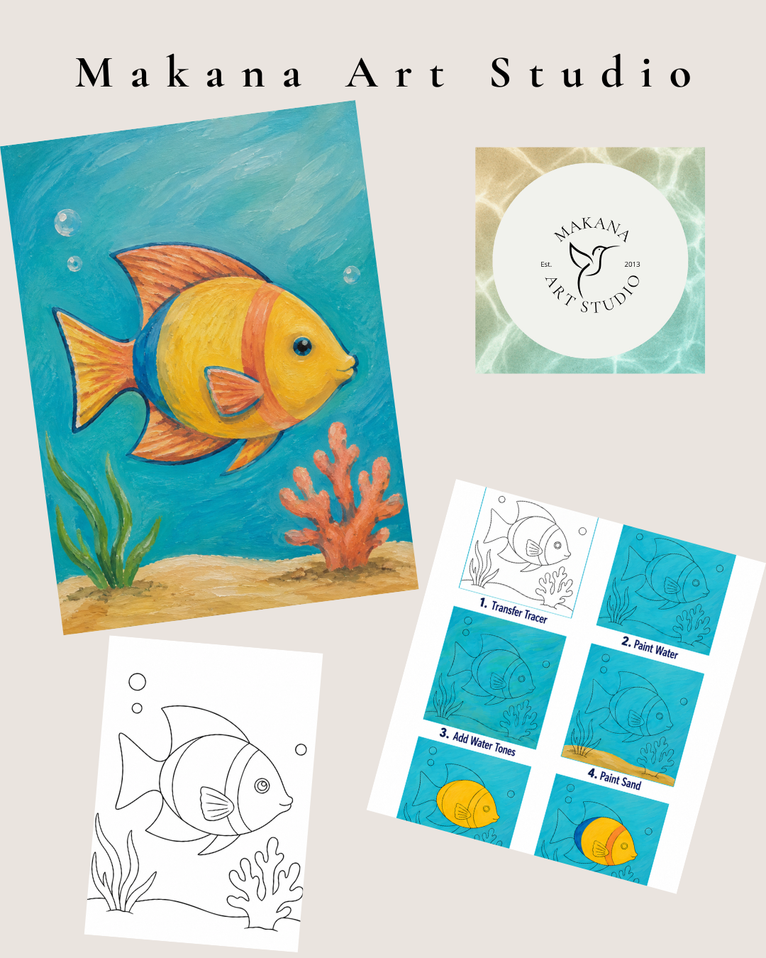 "Tropical Fish" Paint & Sip Art Kit from Makana Art Studio
