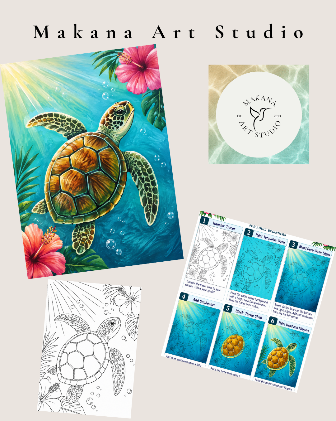 "Sea Turtle" Paint & Sip Art Kit from Makana Art Studio