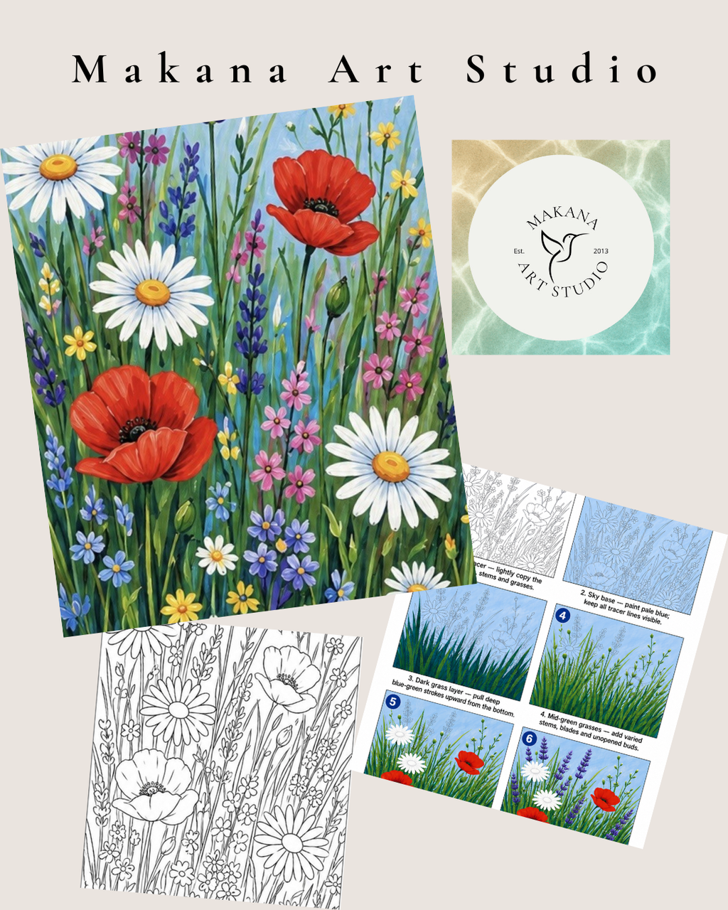 "Wildflower Meadow" Paint & Sip Art Kit from Makana Art Studio