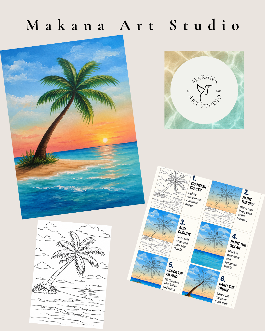 "Island Sunset" Paint & Sip Art Kit from Makana Art Studio