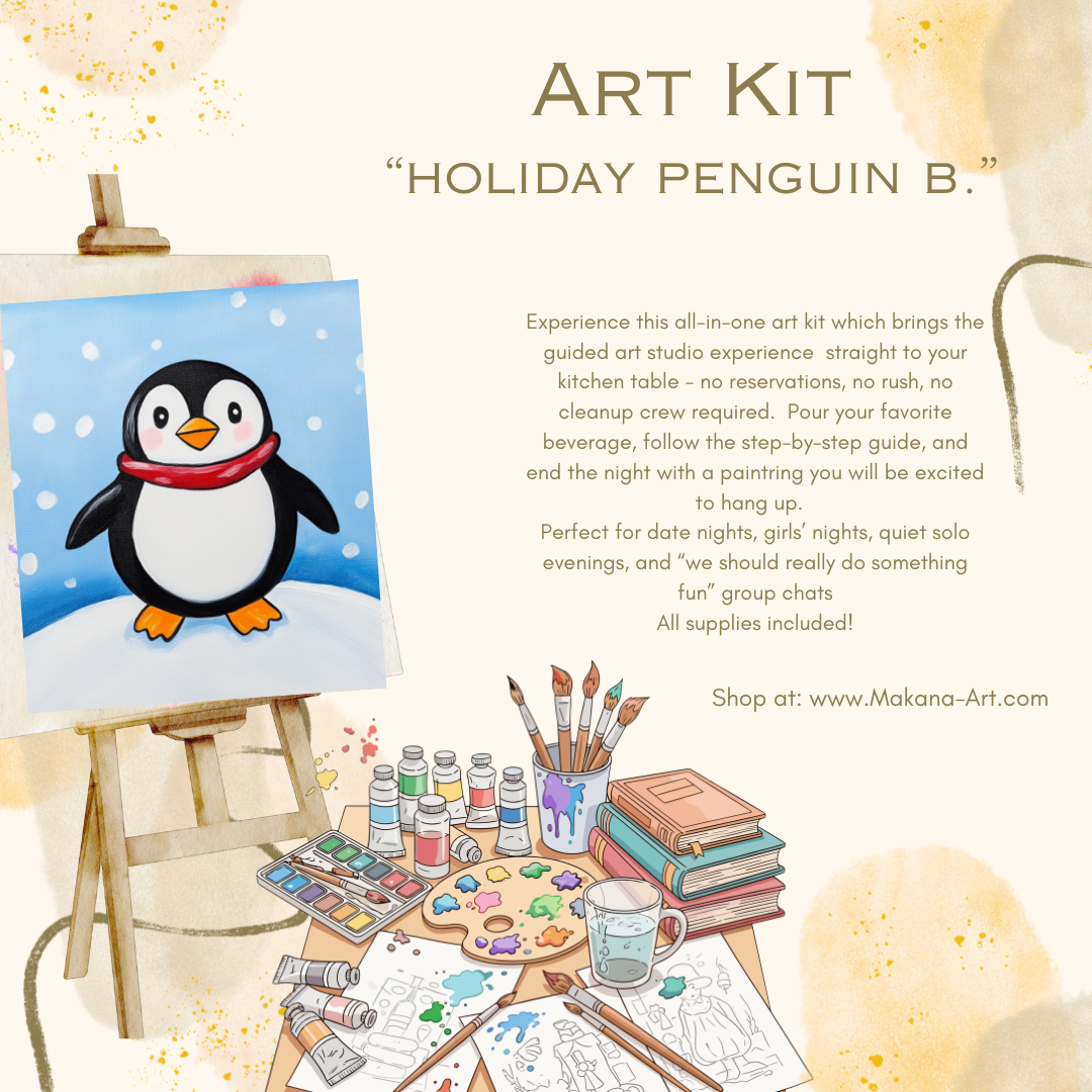 "Penguin b." Paint & Sip Art Kit from Makana Art Studio