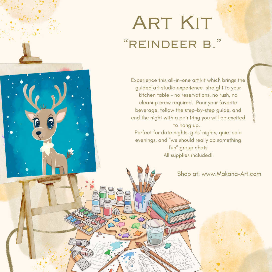 "Reindeer b." Paint & Sip Art Kit from Makana Art Studio