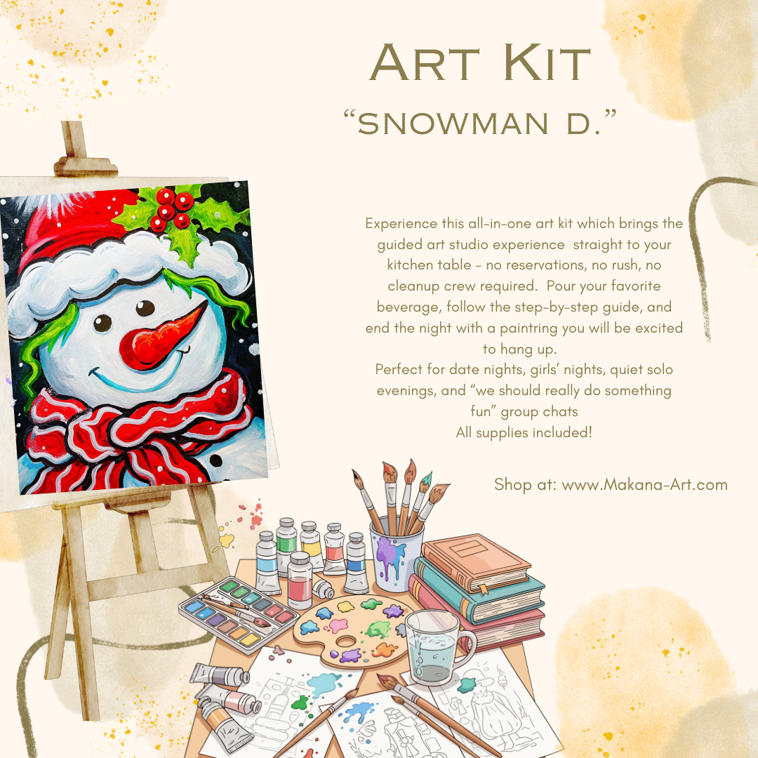 "Snowman d." Paint & Sip Art Kit from Makana Art Studio