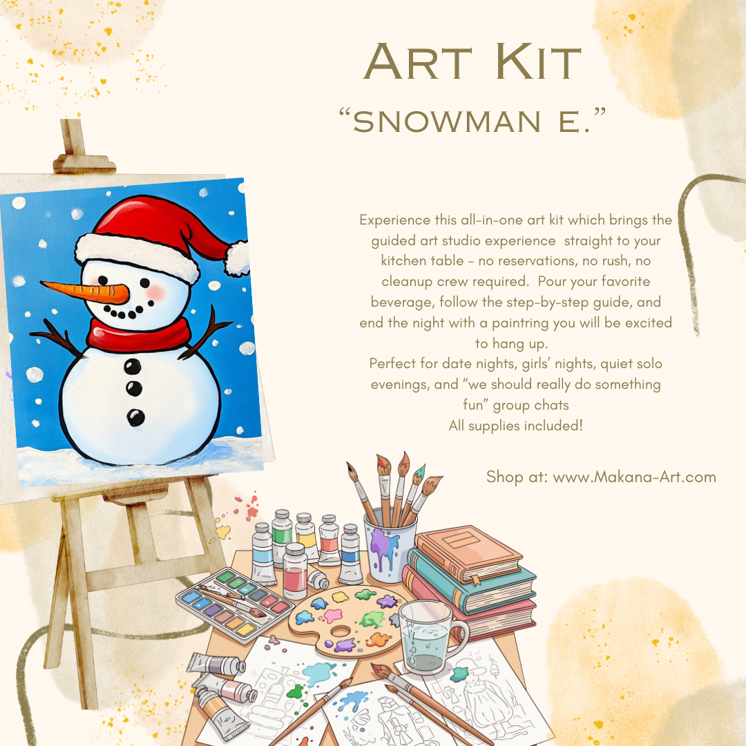 "Snowman e." Paint & Sip Art Kit from Makana Art Studio