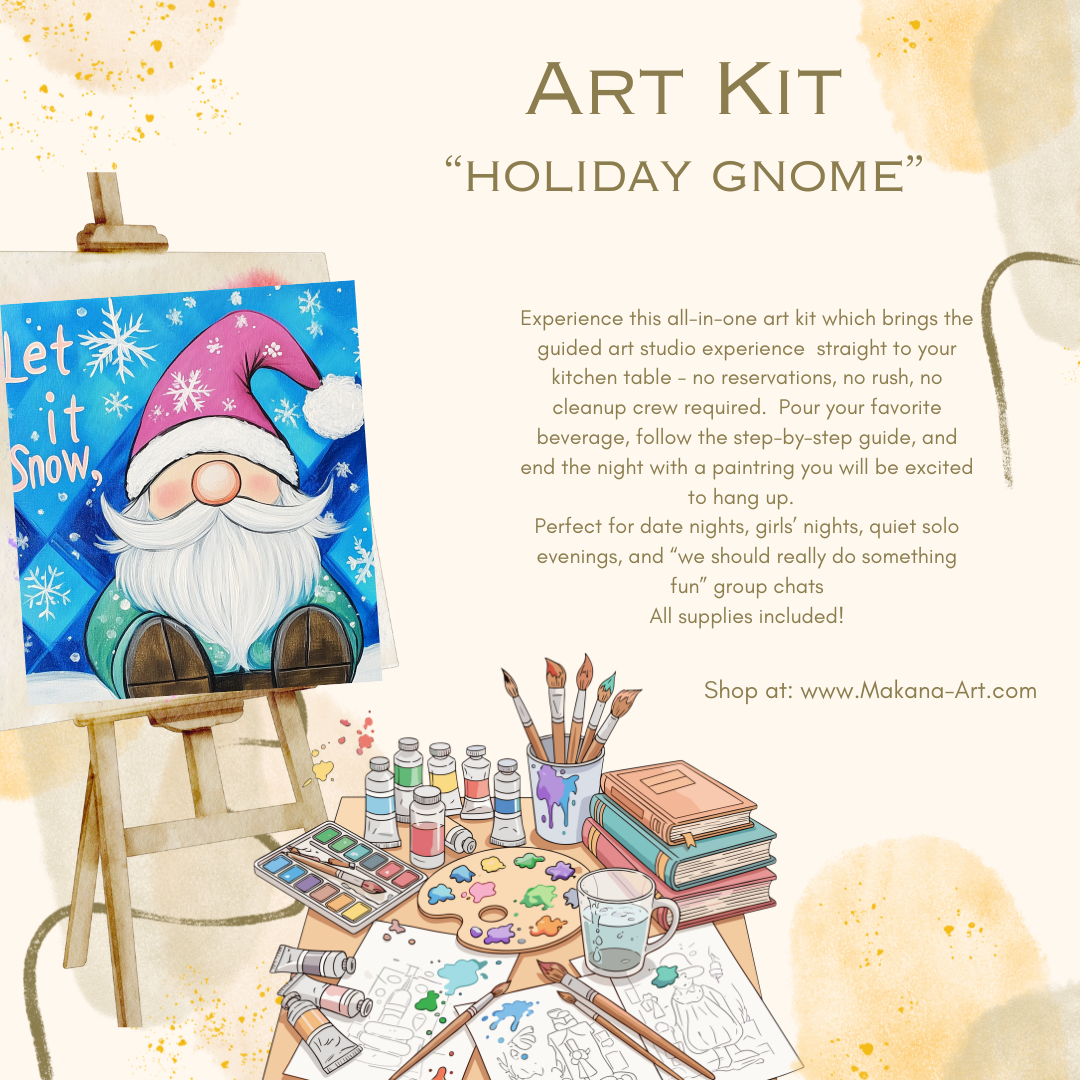 "Holiday Gnome c." Paint & Sip Art Kit from Makana Art Studio