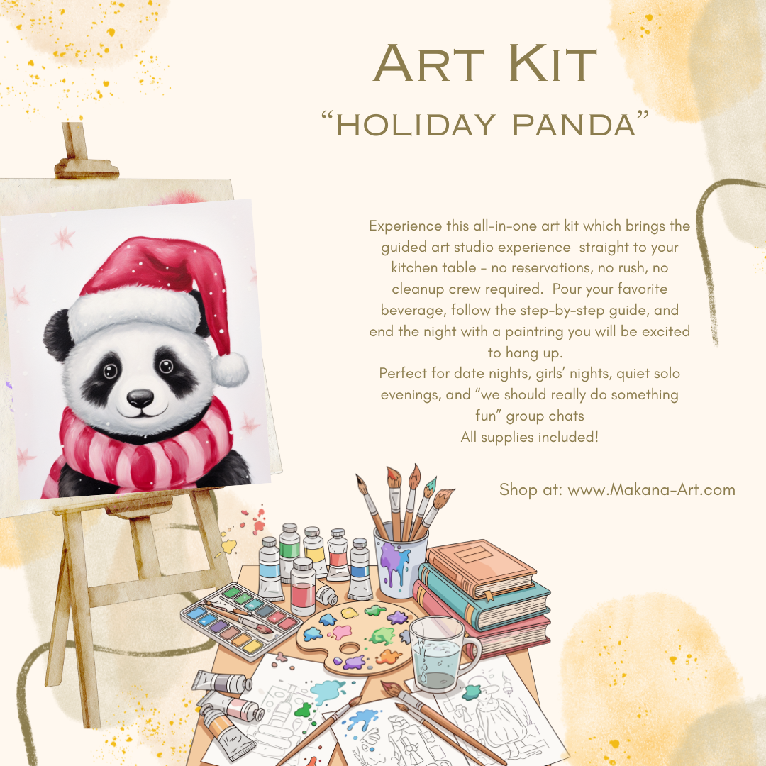 "Holiday Panda" Paint & Sip Art Kit from Makana Art Studio