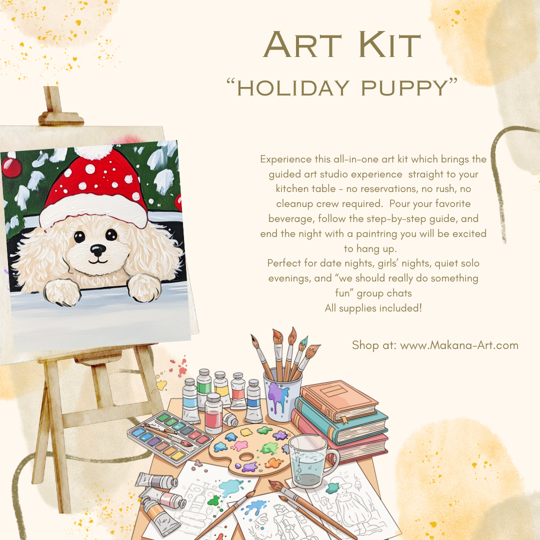 "Holiday Puppy" Paint & Sip Art Kit from Makana Art Studio