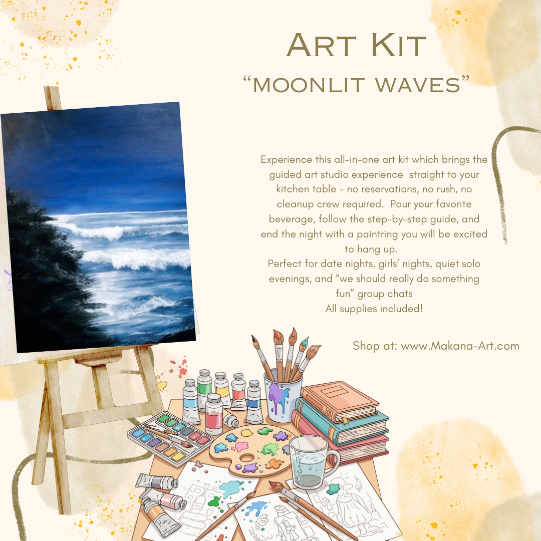 "Moonlit Waves" Paint & Sip Art Kit from Makana Art Studio