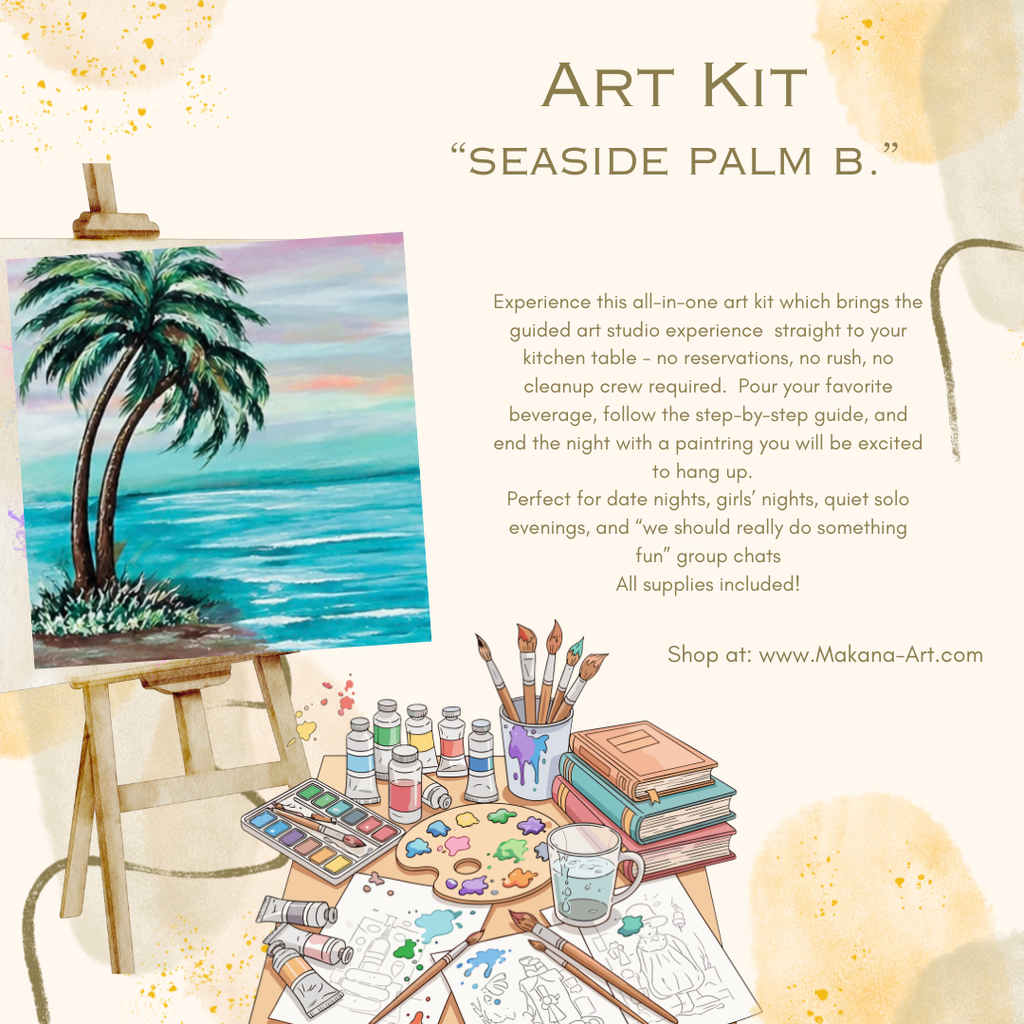 "Seaside Palm b." Paint & Sip Art Kit from Makana Art Studio
