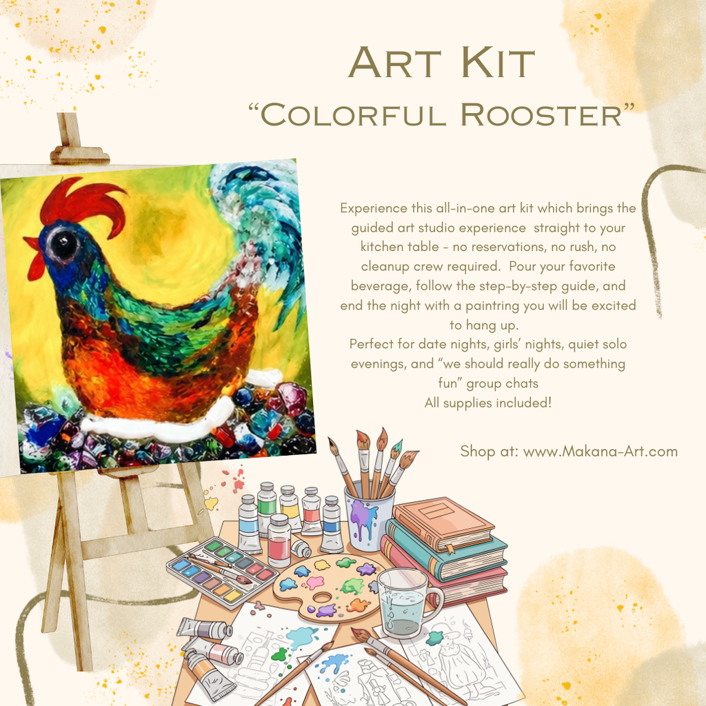 "Colorful Rooster" Paint & Sip Art Kit from Makana Art Studio