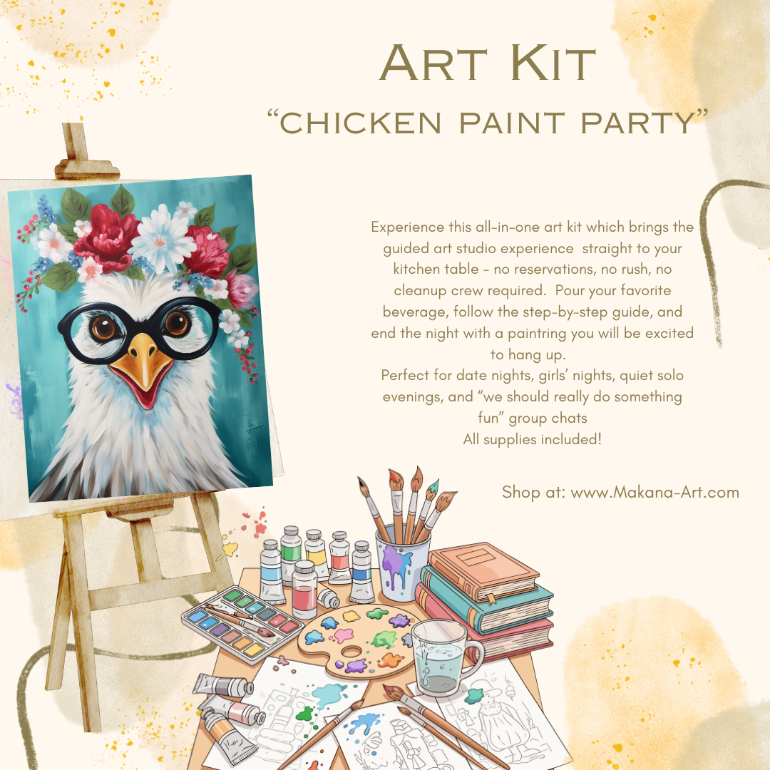 "Chicken" Paint & Sip Art Kit from Makana Art Studio