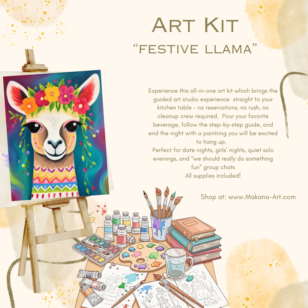 "Festive Llama" Paint & Sip Art Kit from Makana Art Studio