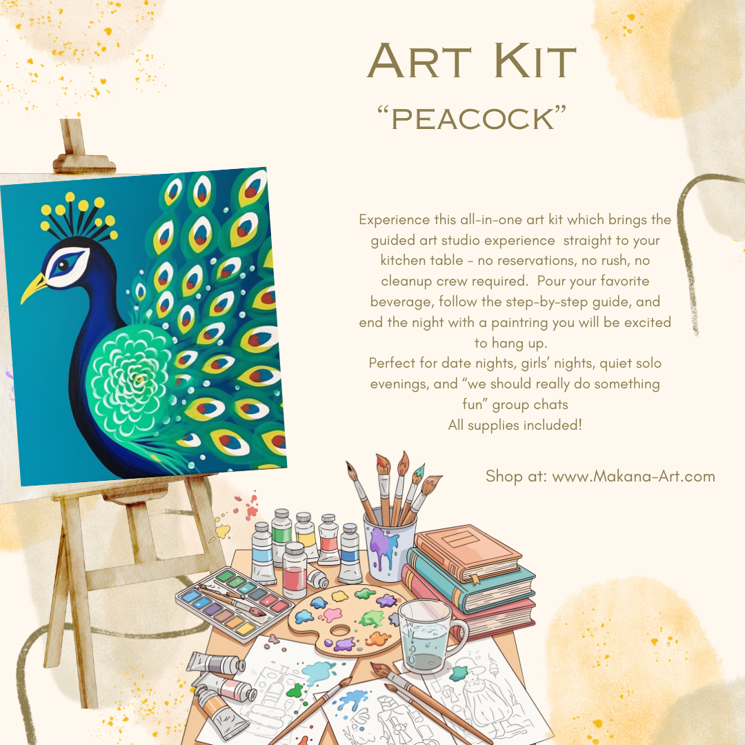 "Peacock" Paint & Sip Art Kit from Makana Art Studio