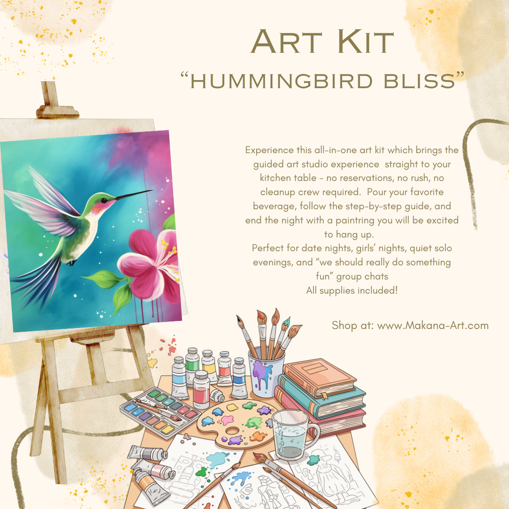 "Hummingbird Bliss" Paint & Sip Art Kit from Makana Art Studio