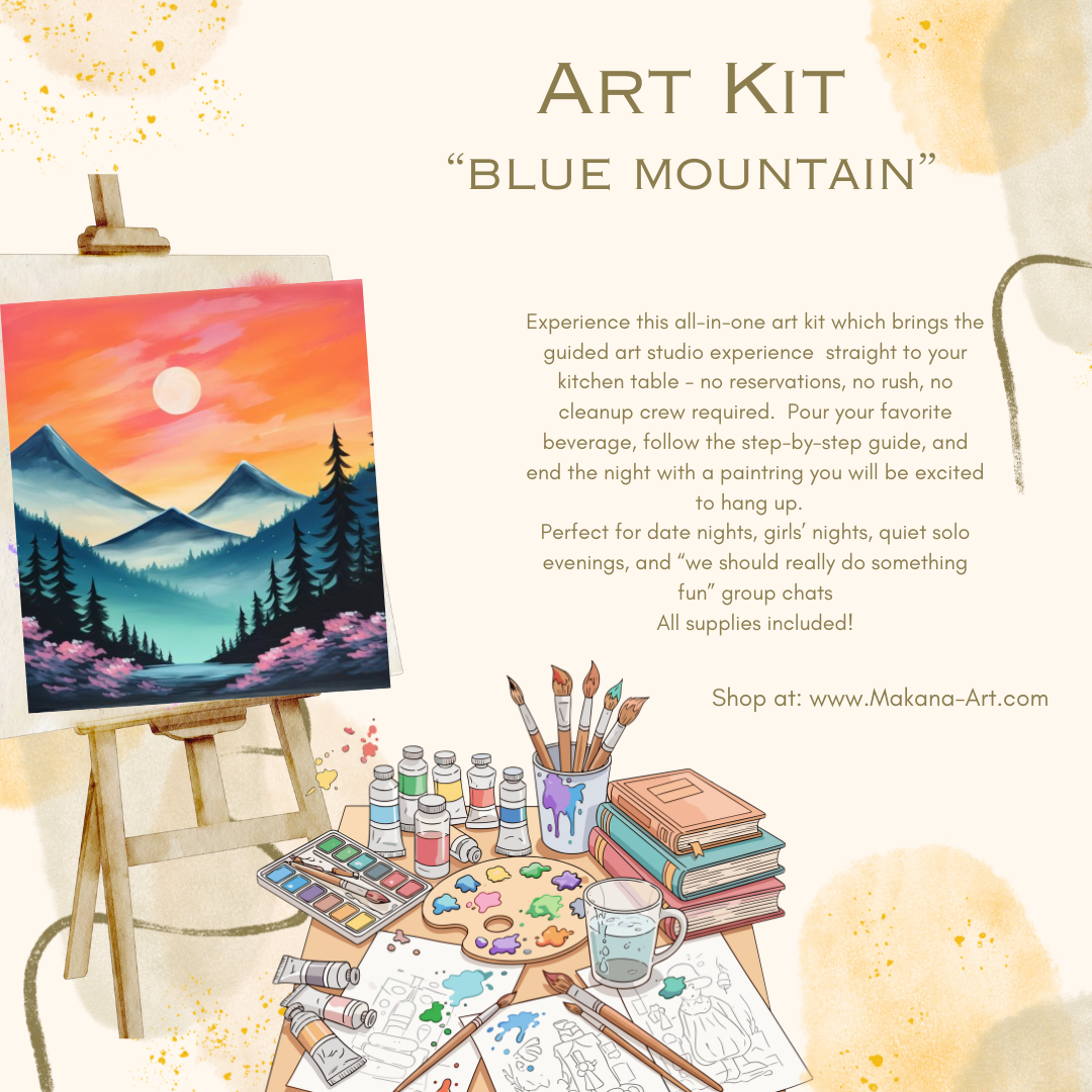 "Blue Mountains" Paint & Sip Art Kit from Makana Art Studio